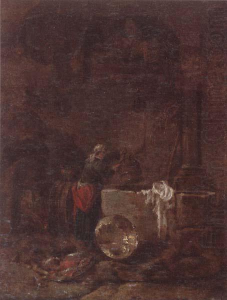 Willem Kalf A woman drawing water from a well under an arcade china oil painting image